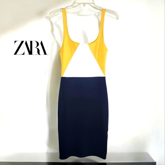 ZARA Colorblock Shift Bodycon Dress - Small - Picture 2 of 5